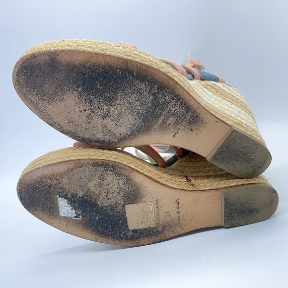 Balenciaga Denim and Leather Trim Gladiator Wedge Espadrille Sandal - Picture 7 of 14
